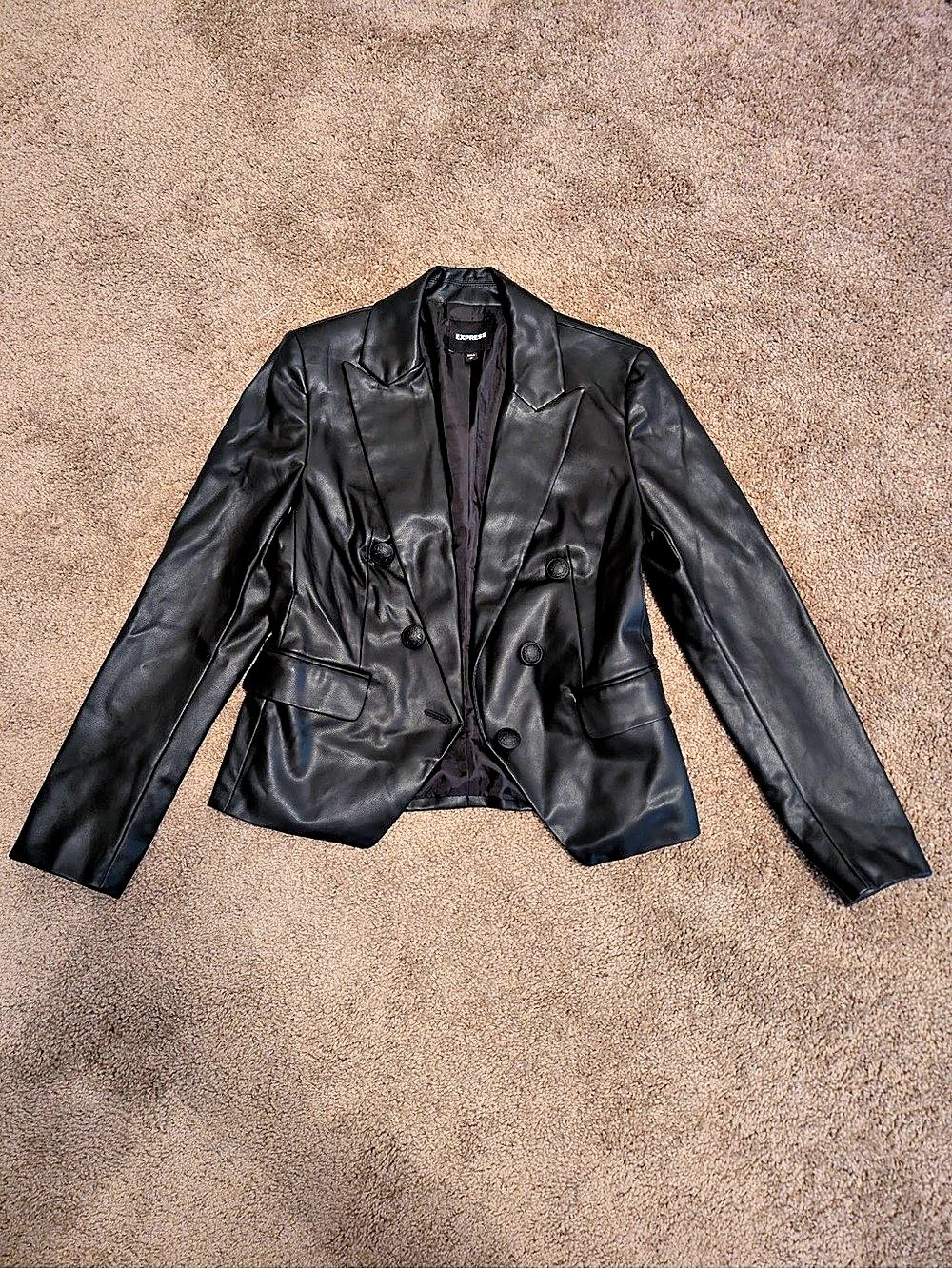 ☘️ Express Black Faux Leather Blazer Size Small